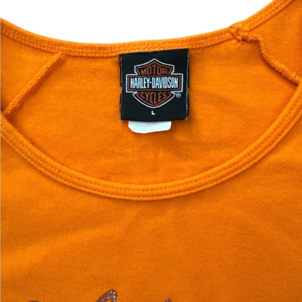 Vintage Harley Davidson Women’s Orange Top/Shirt‎ Size L USA Made Stl Mo Harley - Picture 3 of 8